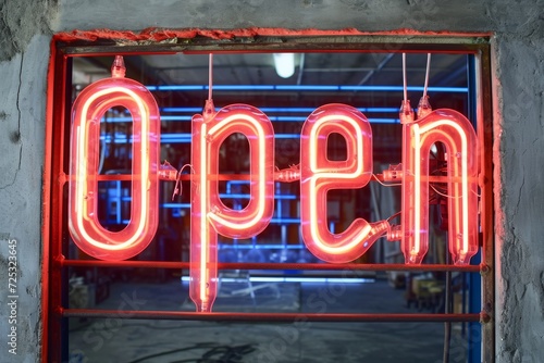 Neon sign saying Open