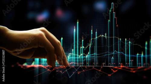 Translucent Hand Holding Financial Data Graph - 3D Artwork for Stock Market and Banking