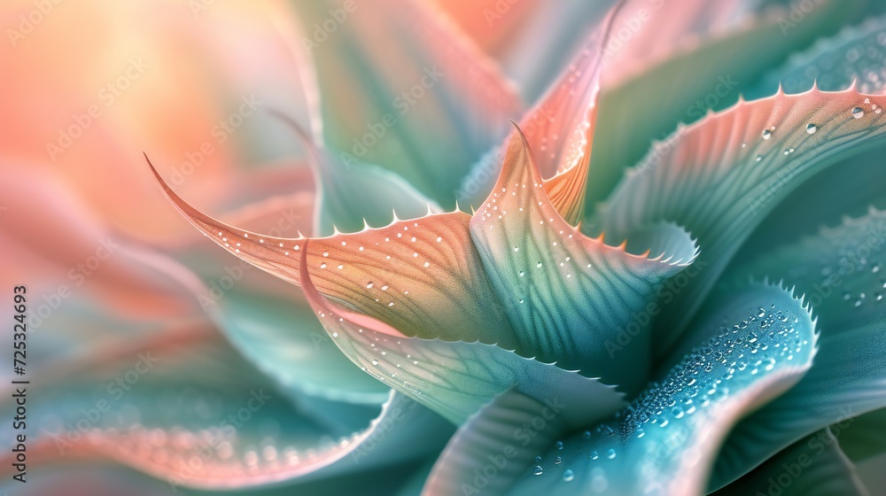 Aloe Aura: Close-up of wavy aloe vera leaf, evoking calming rhythms, in macro. Aloe Aura: Close-up of wavy aloe vera leaf, evoking calming rhythms, in macro.