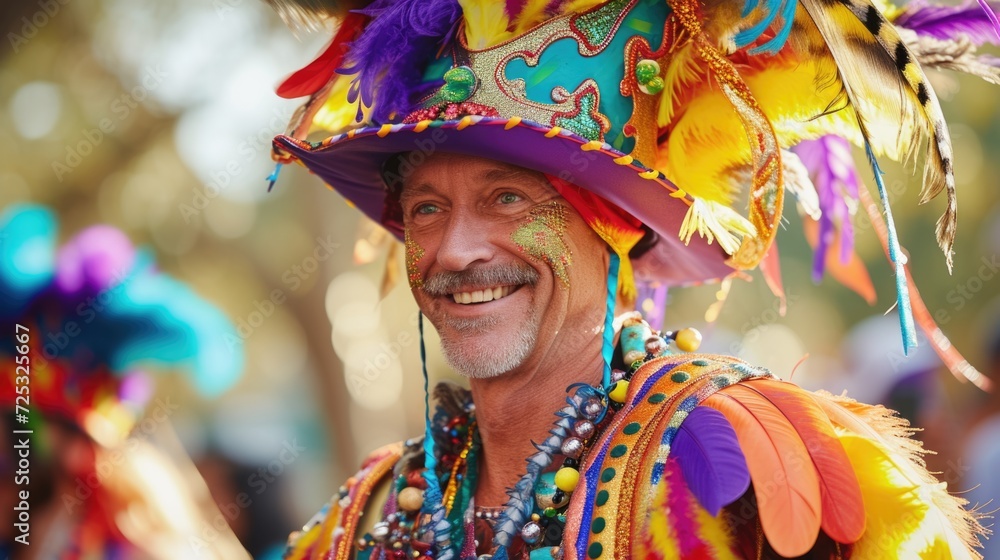 Festive Man in Carnival Costume