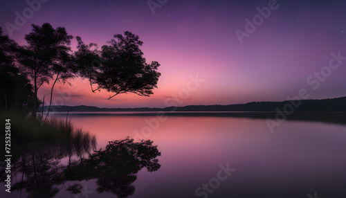 Cute purple sunset over the river