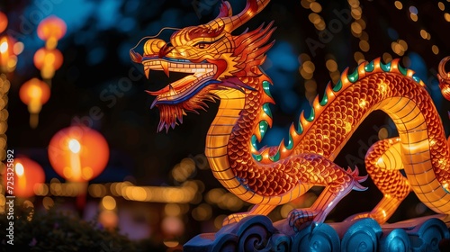 Majestic Dragon Lantern Glowing Amidst Chinese New Year Celebrations © PM-Artistic