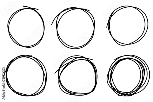 Scribble circles overlapping lines set