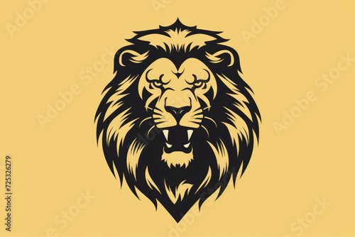 Lion silhouette with a dark stroke on a pastel yellow background