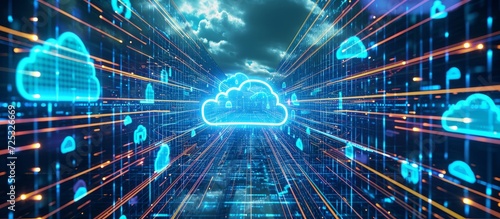 Updating network algorithm and firewall system ensures security stability for cloud storage database encryption by application developer and Asian system administrator.