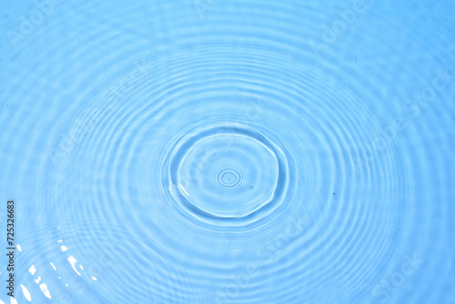 top view sky blue water rings  Close up water droplets  water surface