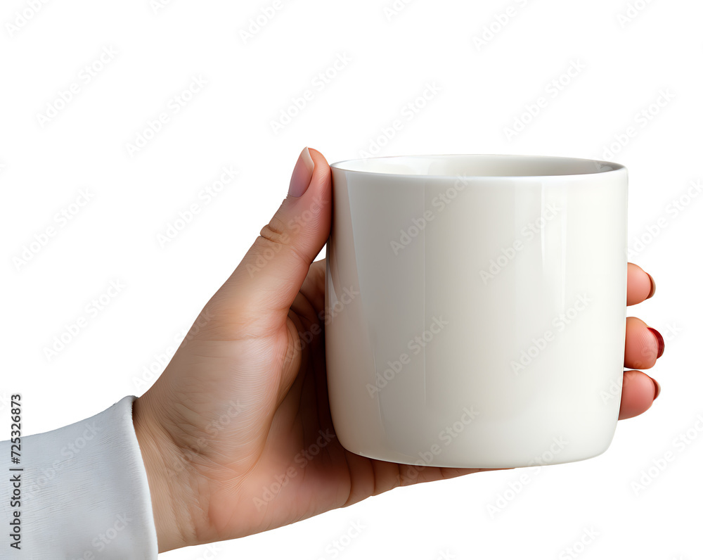 Obraz premium human hand holding a mug with transparent background