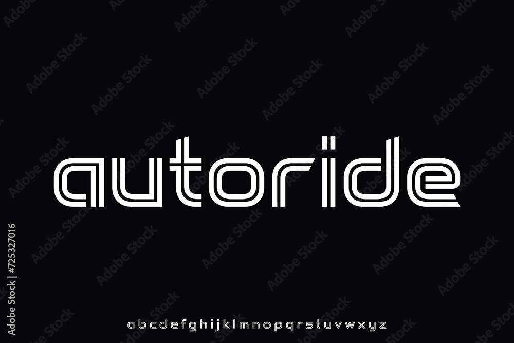 Modern futuristic linear alphabet display font vector. Automotive typeface Modern futuristic linear alphabet display font vector. Automotive typeface