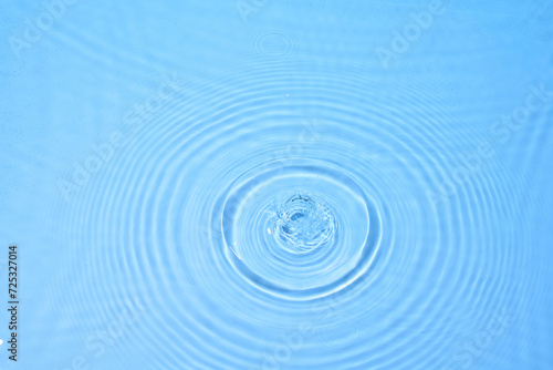 top view sky blue water rings, Close up water droplets, water surface