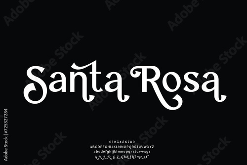Unique decorative sans serif alphabet display font vector with swoosh alternate. Elegant typeface