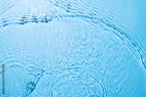 top view sky blue water rings, Close up water droplets, water surface