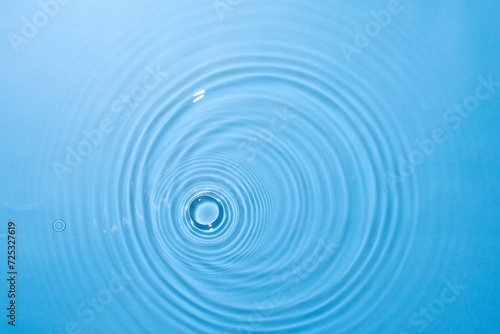 top view sky blue water rings, Close up water droplets, water surface