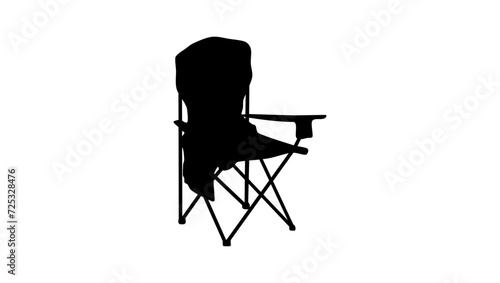 camping chair, black isolated silhouette