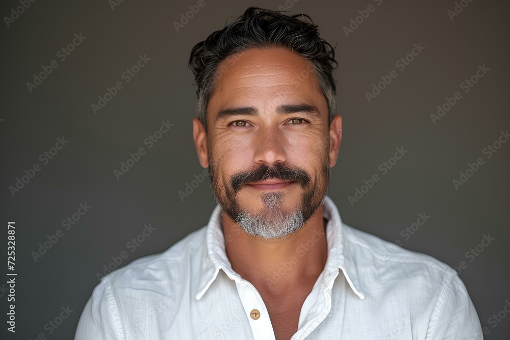 confident handsome healthy mature man, smiling middle aged male model isolated on studio background advertising skin care concept. generative AI confident handsome healthy mature man, smiling middle aged male model isolated on studio background advertising skin care concept. generative AI