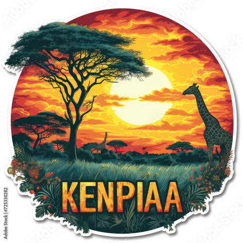 Africa travel theme stickers for print on demand or a t-shirt design concept © STORYTELLER AI