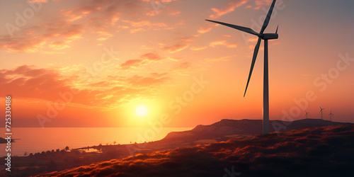 wind turbine at sunset, Silhouettes of wind turbine, Rule changes to spur French wind power projects, A Visual Journey into the World of Wind Turbines, Generative AI
