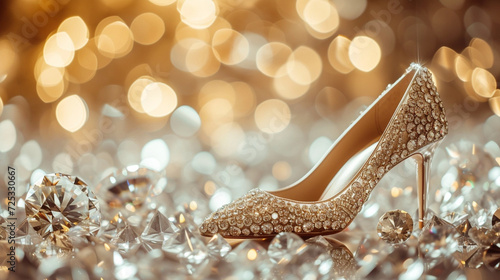 bridal shoe and diamond composition photo