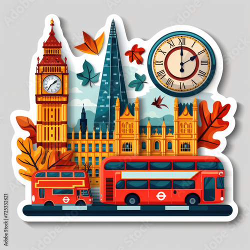 London travel stickers for print on demand or a t-shirt design concept