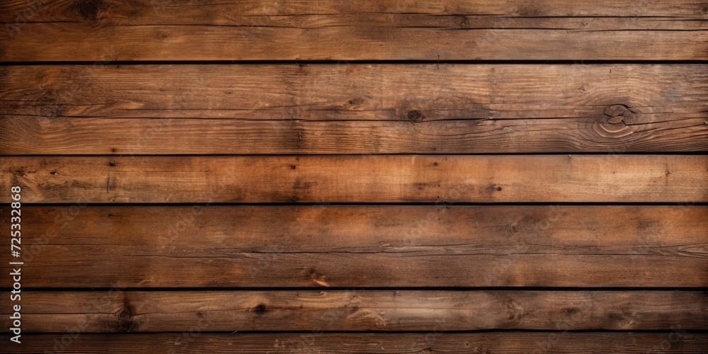 Worn horizontal wooden planks in medium brown, viewed from above. Worn horizontal wooden planks in medium brown, viewed from above.