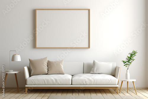 Interior of modern living room with white sofa  3d render