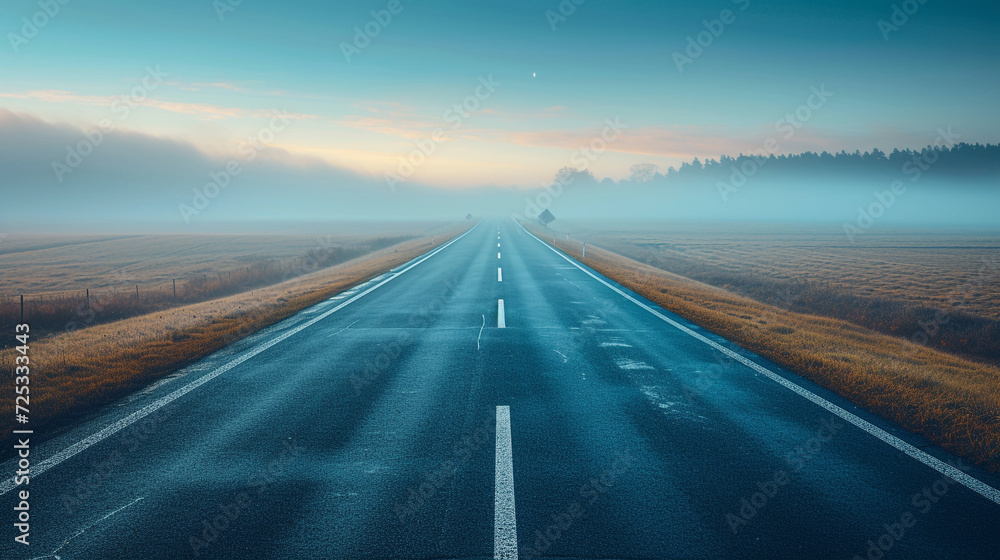 Fototapeta premium empty street with a view of fog