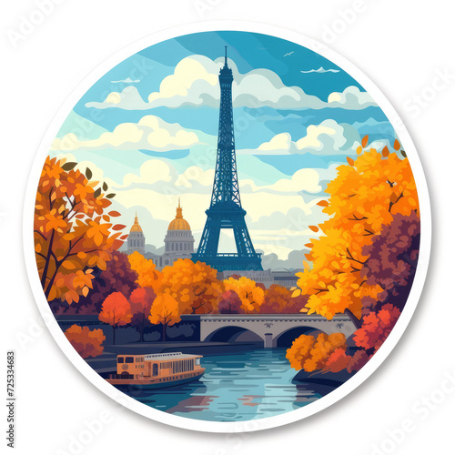 Paris travel stickers for print on demand or a t-shirt design concept