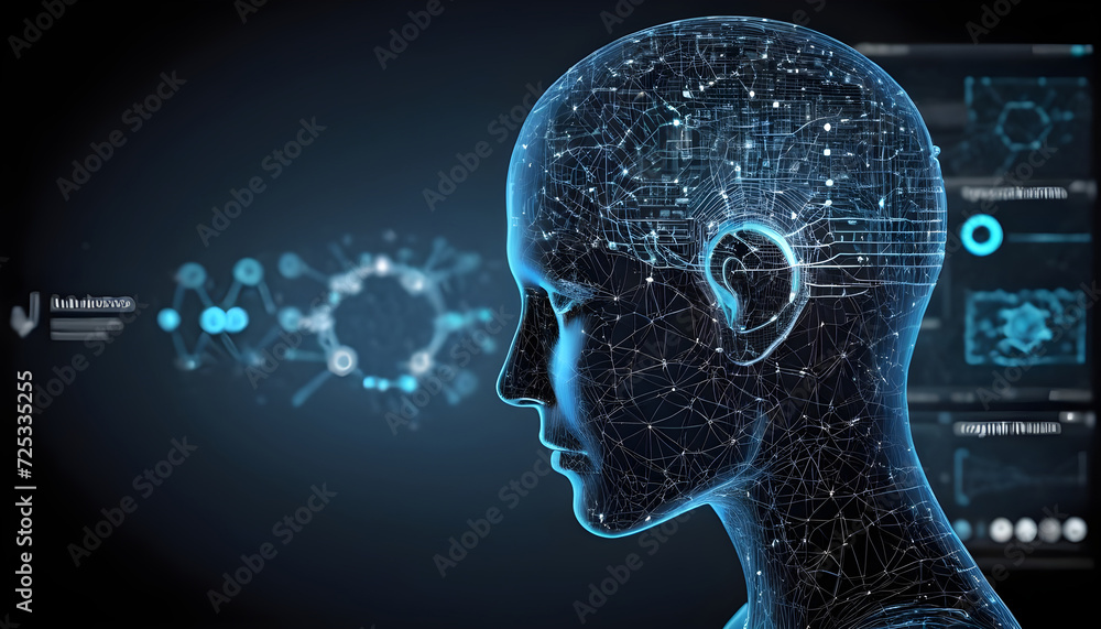 AI (Artificial Intelligence) concept. Deep learning. GUI (Graphical ...