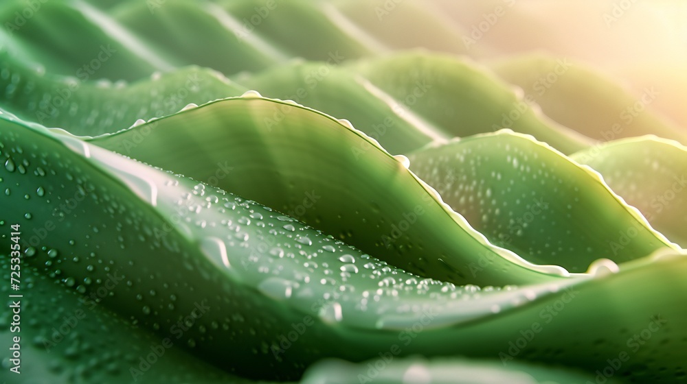 Luminous Lull: Aloe vera leaf portrayed in 3D waves, casting a soothing aura with its fluid forms and calming hues. Luminous Lull: Aloe vera leaf portrayed in 3D waves, casting a soothing aura with its fluid forms and calming hues.