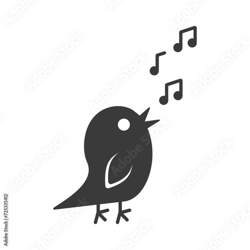 Singing bird glyph icon isolated on white background.Vector illustration.