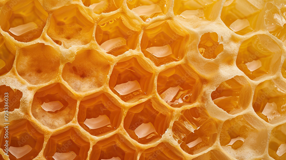 Honeycomb with honey as a background. Close-up.