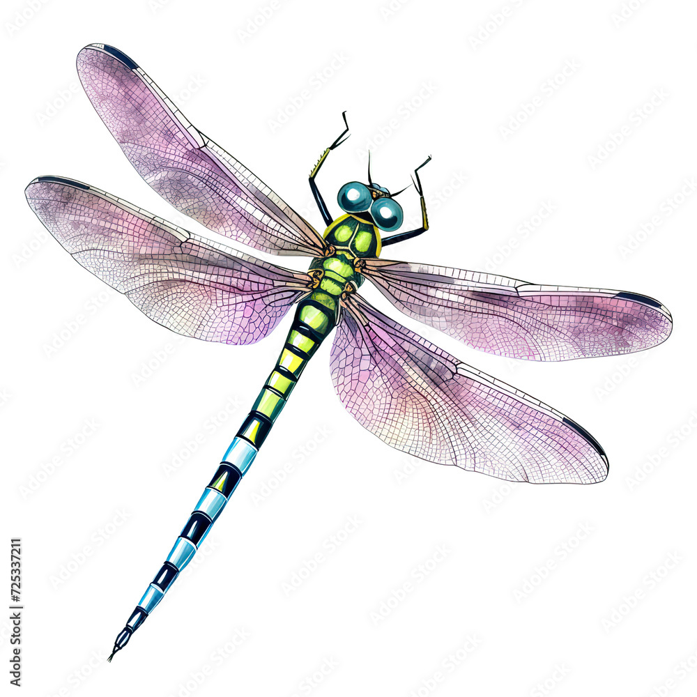 AI-generated watercolor clipart of a Dragonfly Clipart illustration. Isolated elements on a white background. AI-generated watercolor clipart of a Dragonfly Clipart illustration. Isolated elements on a white background.