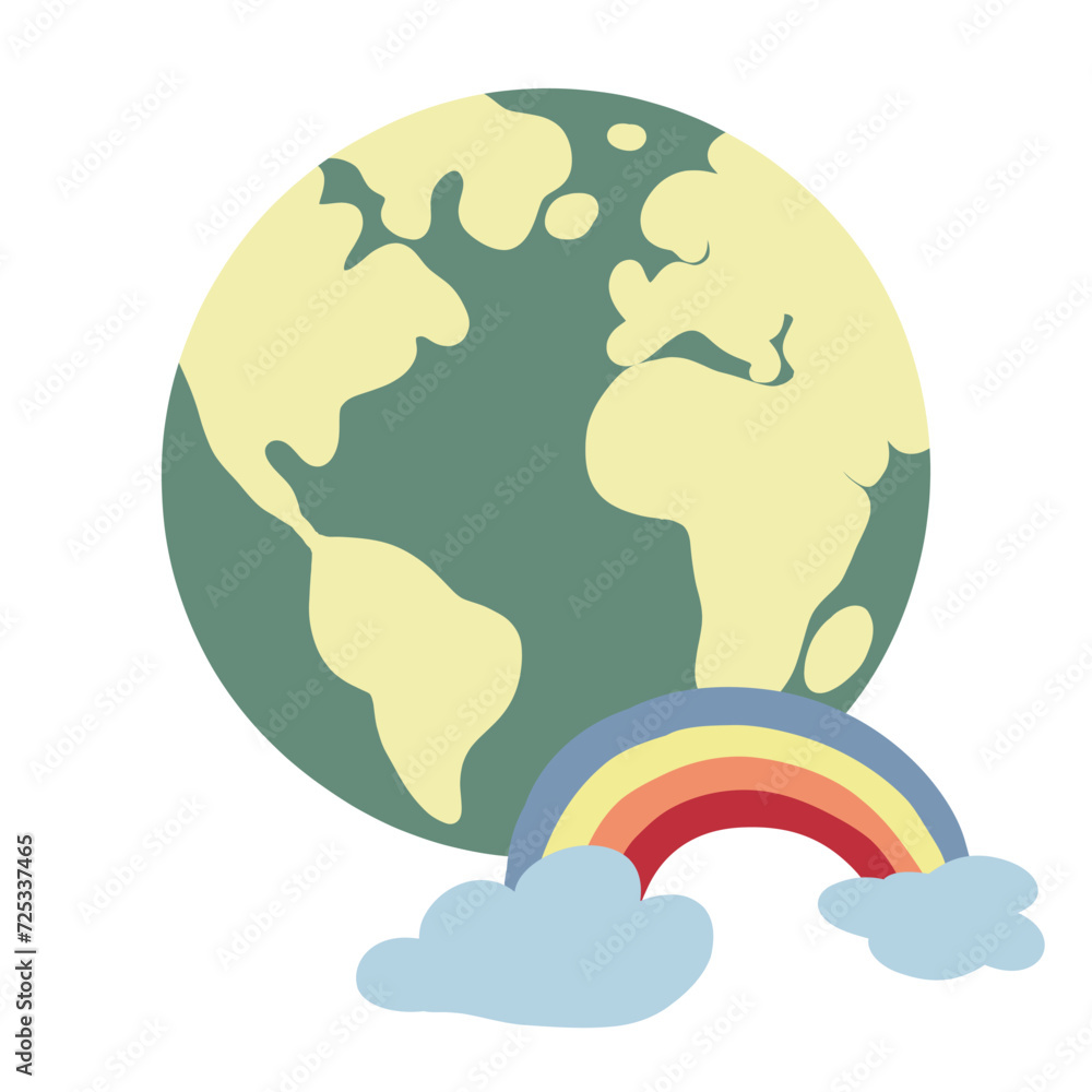 Planet and rainbow flat design green planet Planet and rainbow flat design green planet
