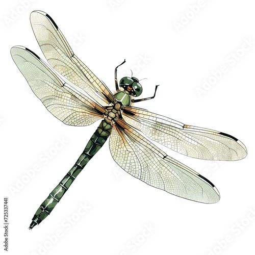 AI-generated watercolor clipart of a Dragonfly Clipart illustration. Isolated elements on a white background. © beyouenked