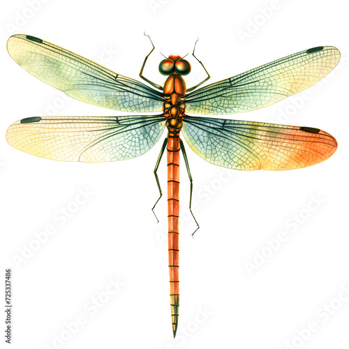 AI-generated watercolor clipart of a Dragonfly Clipart illustration. Isolated elements on a white background.