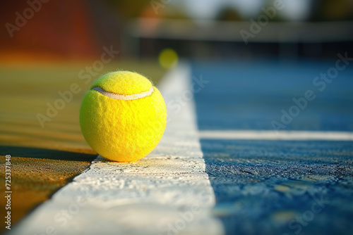 Match point with a tennis ball hitting the line