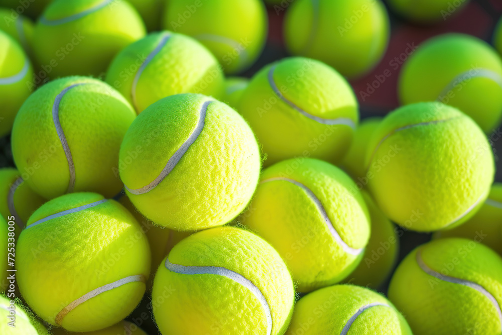 Lots of vibrant tennis balls, pattern of new tennis balls for background