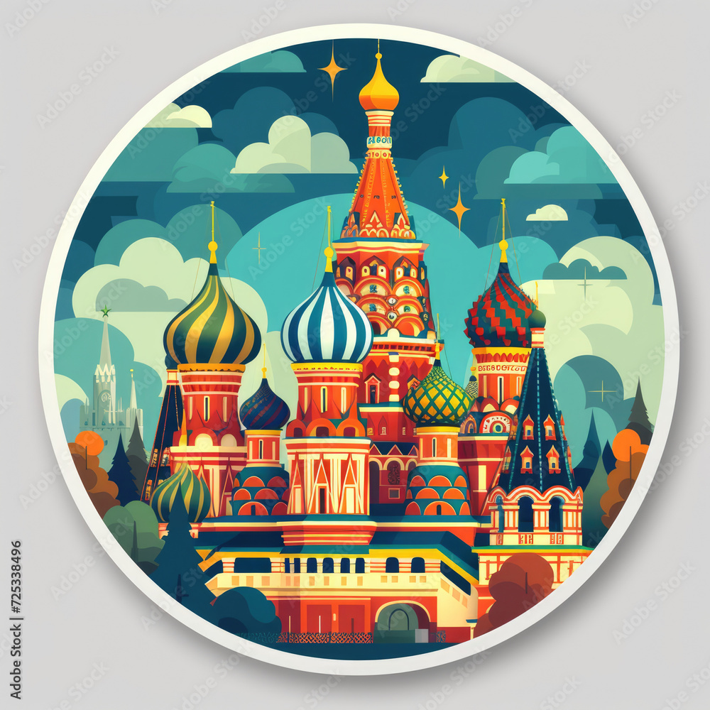 Russia travel stickers for print on demand or a t-shirt design concept