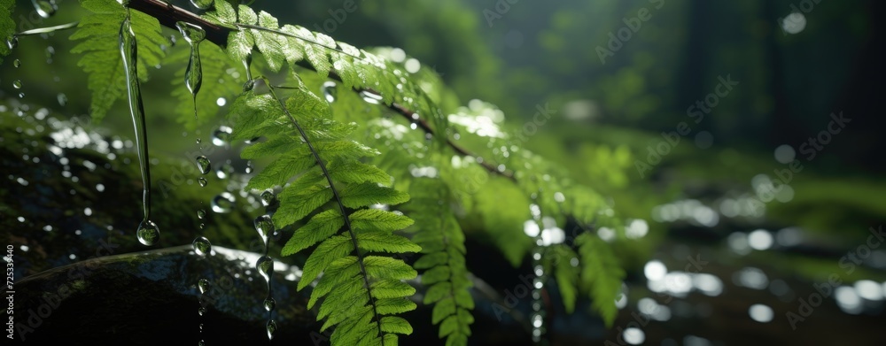 The morning dew delicately embracing the bright green leaves embodies freshness and purity. The morning dew delicately embracing the bright green leaves embodies freshness and purity.