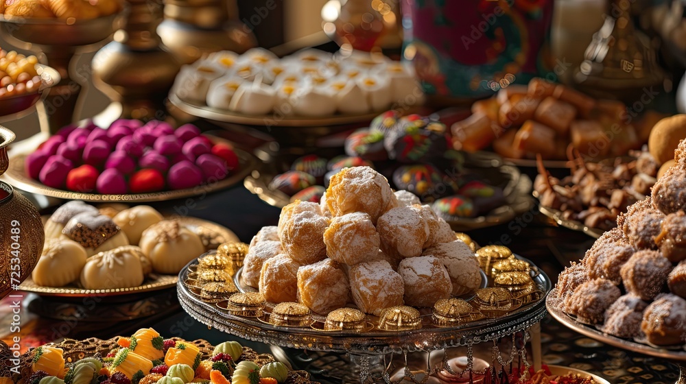 Arabic sweets display. Generative AI