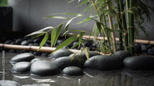 Bamboo Palm leaves adding harmony to a Zen garden setting