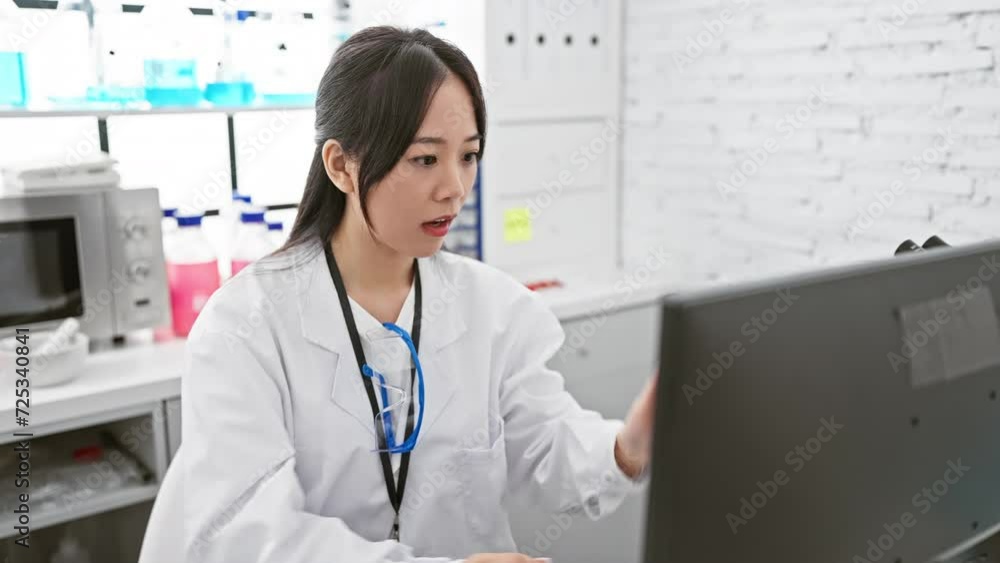 Oops! young, annoyed chinese woman scientist slaps head in frustration over mistake in lab. stressful memory error or foolish blunder in her white coat, indoor, at the laboratory. Oops! young, annoyed chinese woman scientist slaps head in frustration over mistake in lab. stressful memory error or foolish blunder in her white coat, indoor, at the laboratory.