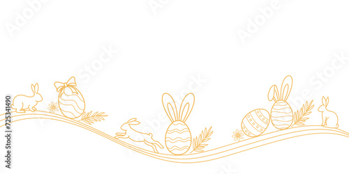 Golden Easter Eggs with Rabbit on a isolated background Vector eps10