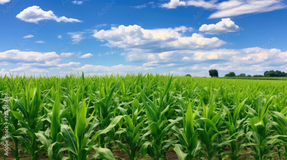 Corn field panorama. Generative AI
