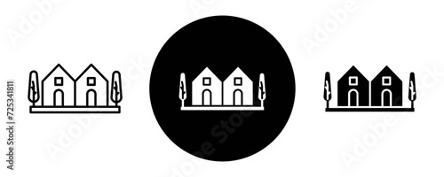 Neighborhood outline icon collection or set. Neighborhood Thin vector line art