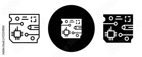 PCB outline icon collection or set. PCB Thin vector line art
