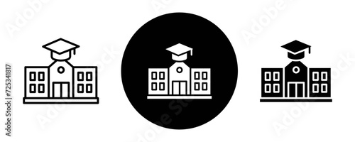 Institute outline icon collection or set. Institute Thin vector line art