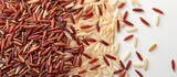 Close up of white background with isolated red and brown rice texture.