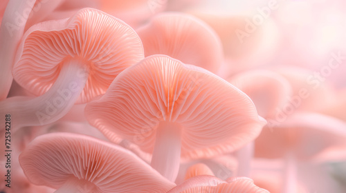 Pink Oyster Mushroom Texture Closeup © Kookamunga