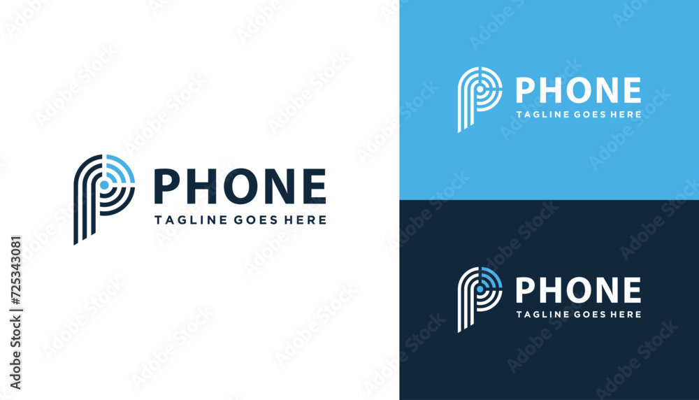 Circular Initial Letter P with WiFi Signal Radar Frequency Sign for Business Brand Inspiration Logo Design Circular Initial Letter P with WiFi Signal Radar Frequency Sign for Business Brand Inspiration Logo Design