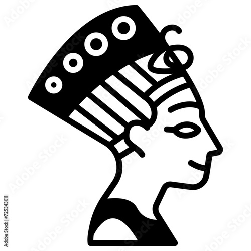 Nefertiti Bust glyph and line vector illustration